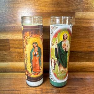 Religious Mexican Candles 8” Lot of 2 Spiritual